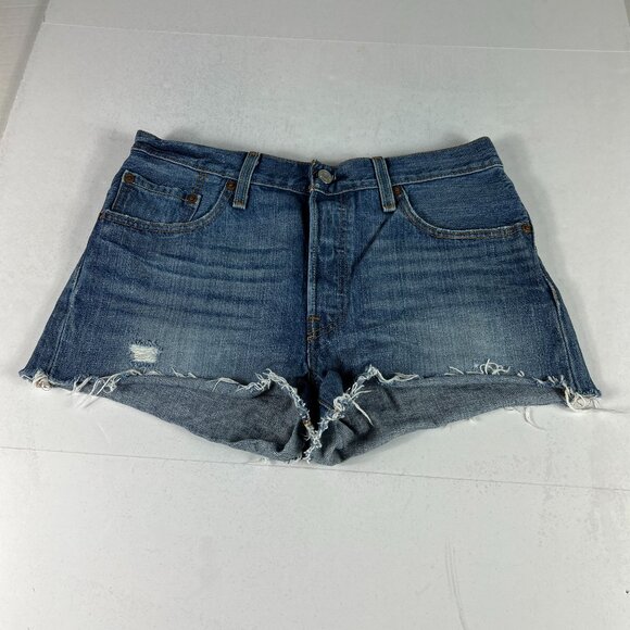 Levi's Pants - Levi's Jean Short Women 28 501 High Rise Blue Whisker Cut Off Cotton Denim Jorts